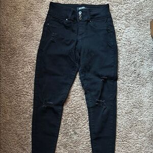 Black High-Waisted Distressed Jeans